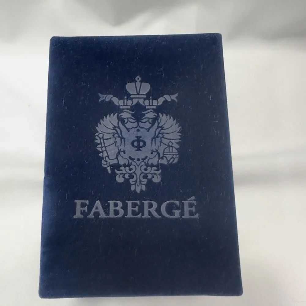 Faberge Blue Velvet  Presentation Box White Satin Lining Gold Brass Hinges